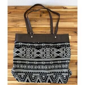 Jewell by Thirty-One Bag Tribal Rio Weave Print Black White with Accessory Bag‎